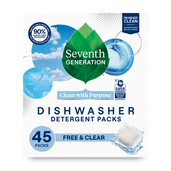  Seventh Generation Dishwasher Detergent Packs Free & Clear